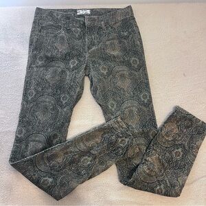 Free People Corduroy Paisley Straight Leg Jeans